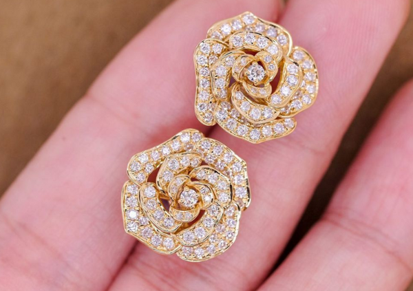 Sri Lakshmi Jewellery - Stunning close setting Diamond studs collection in  22kt Hallmarked gold. These studs are trendy, and sturdy for daily wear.  The diamonds are handpicked and selected to ensure that